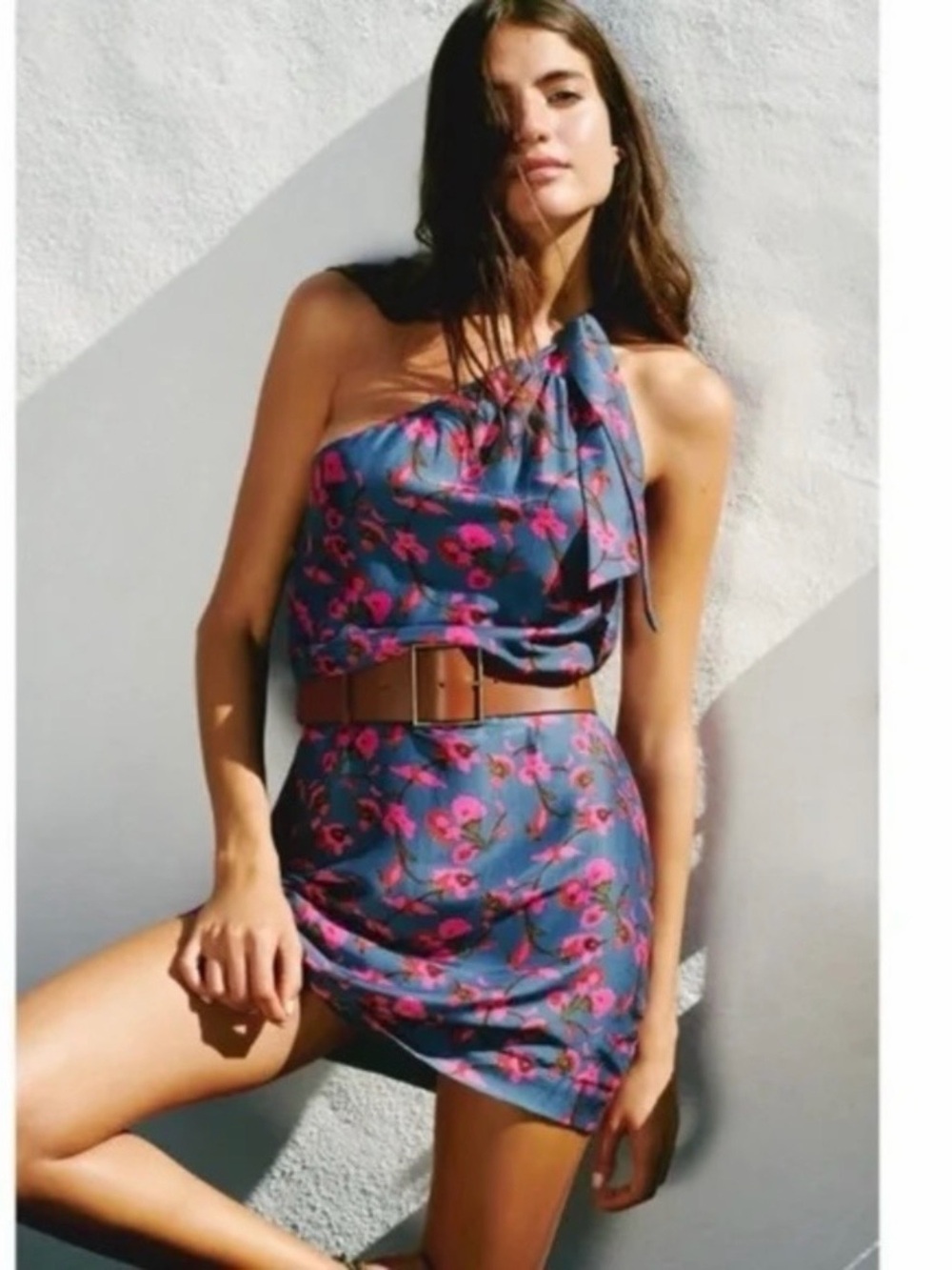EUC Vix Paula Hermanny Floral Livia one shoulder dress small